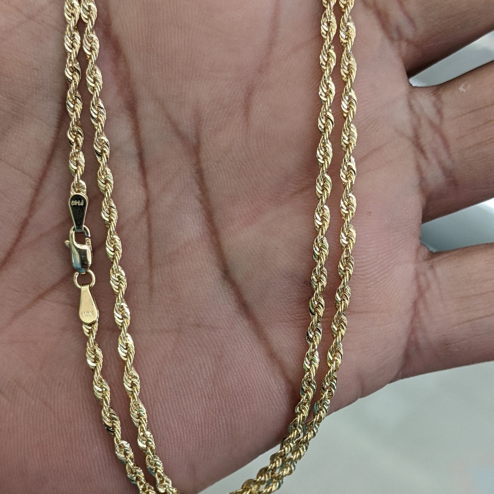 10kt Real Gold Rope Chain 2mm 24 inch - Picture 3 of 7